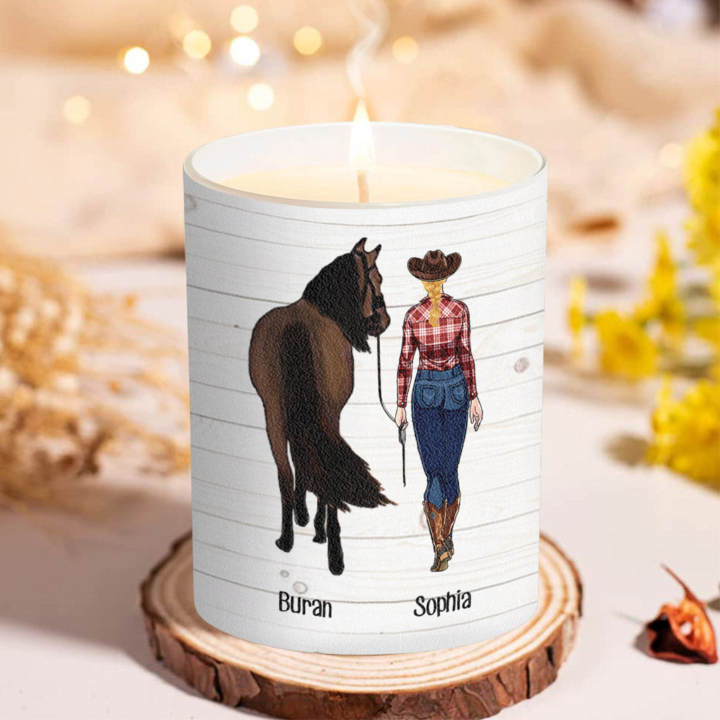 Just A Girl Who Loves Horses - Personalized Horse Candle With Wooden Lid