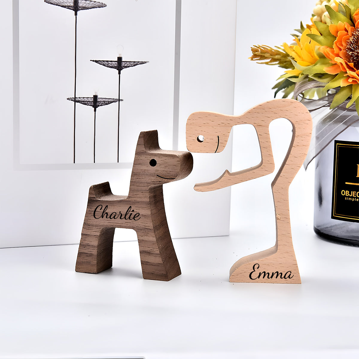 You & Me And The Dog - Personalized Couple Decorative Figures