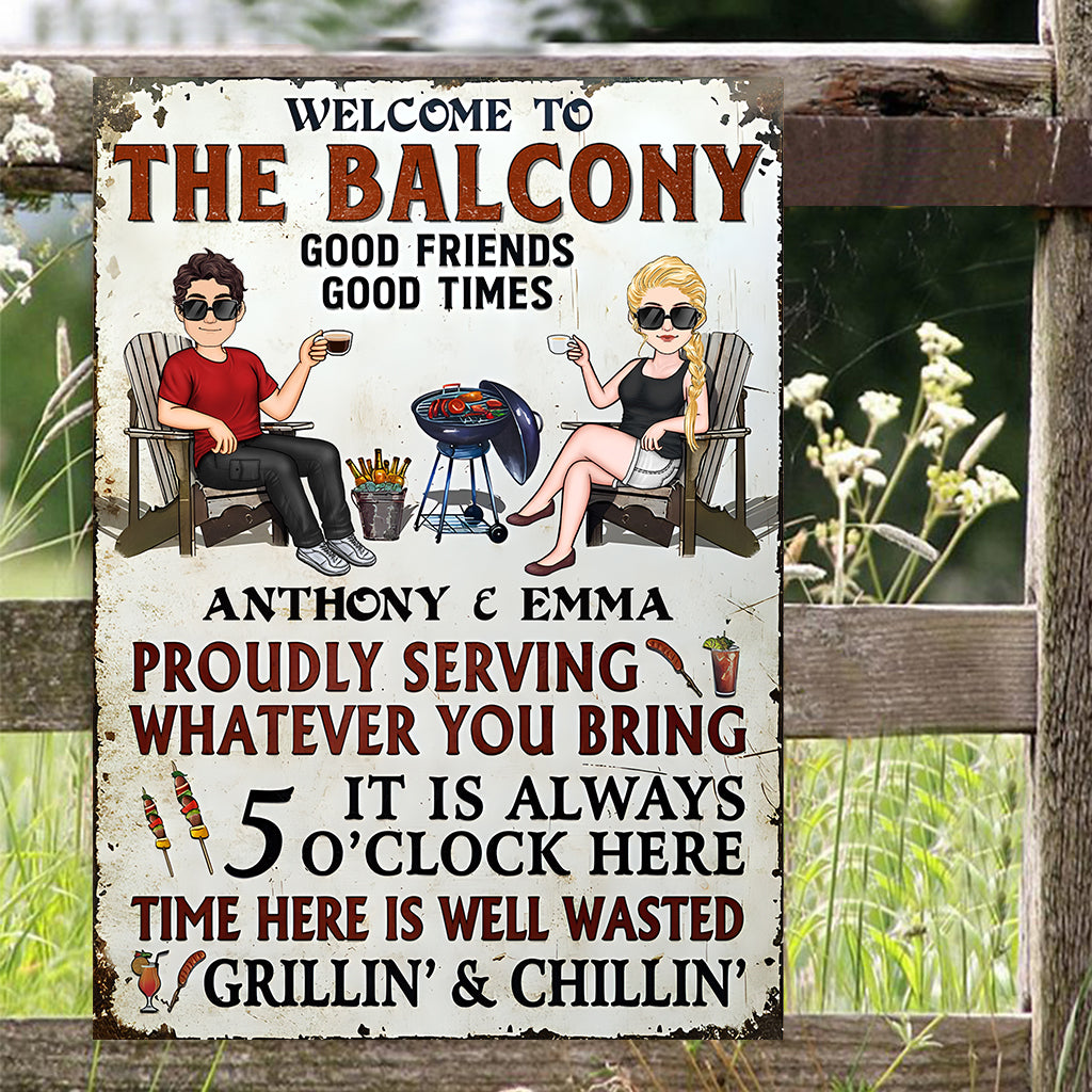 Welcome To Our Patio Bar - Personalized Backyard Rectangle Metal Sign