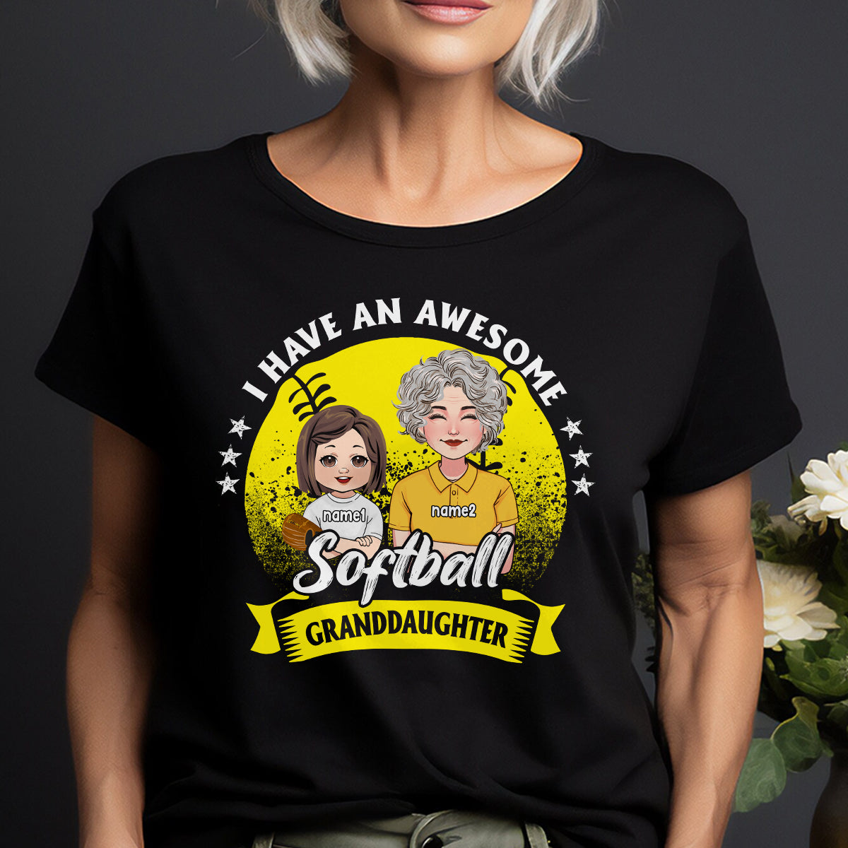 Awesome Softball Granddaughter - Personalized Softball T-shirt And Hoodie
