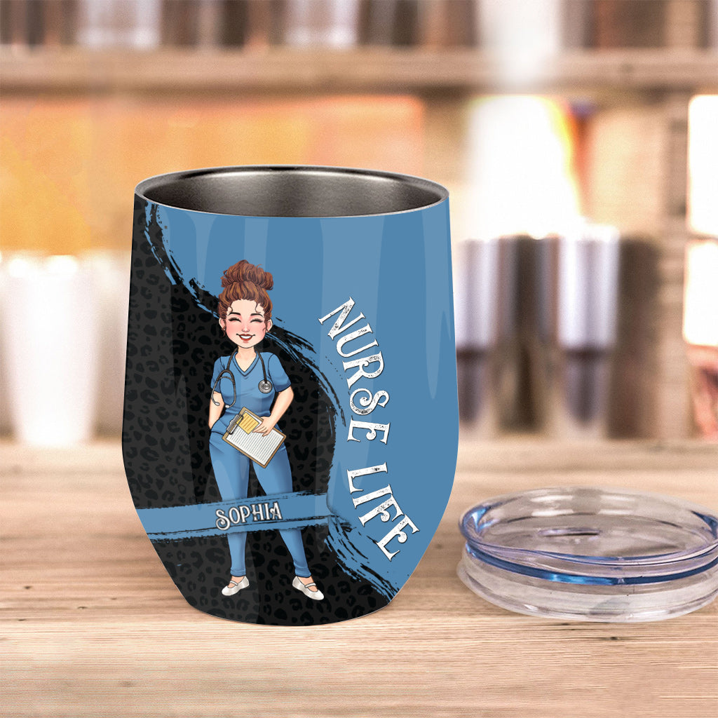 Das Leben als Krankenschwester – Geschenkidee für Krankenschwestern, Mütter, Ehefrauen, Freundinnen – Personalisierter Weinbecher