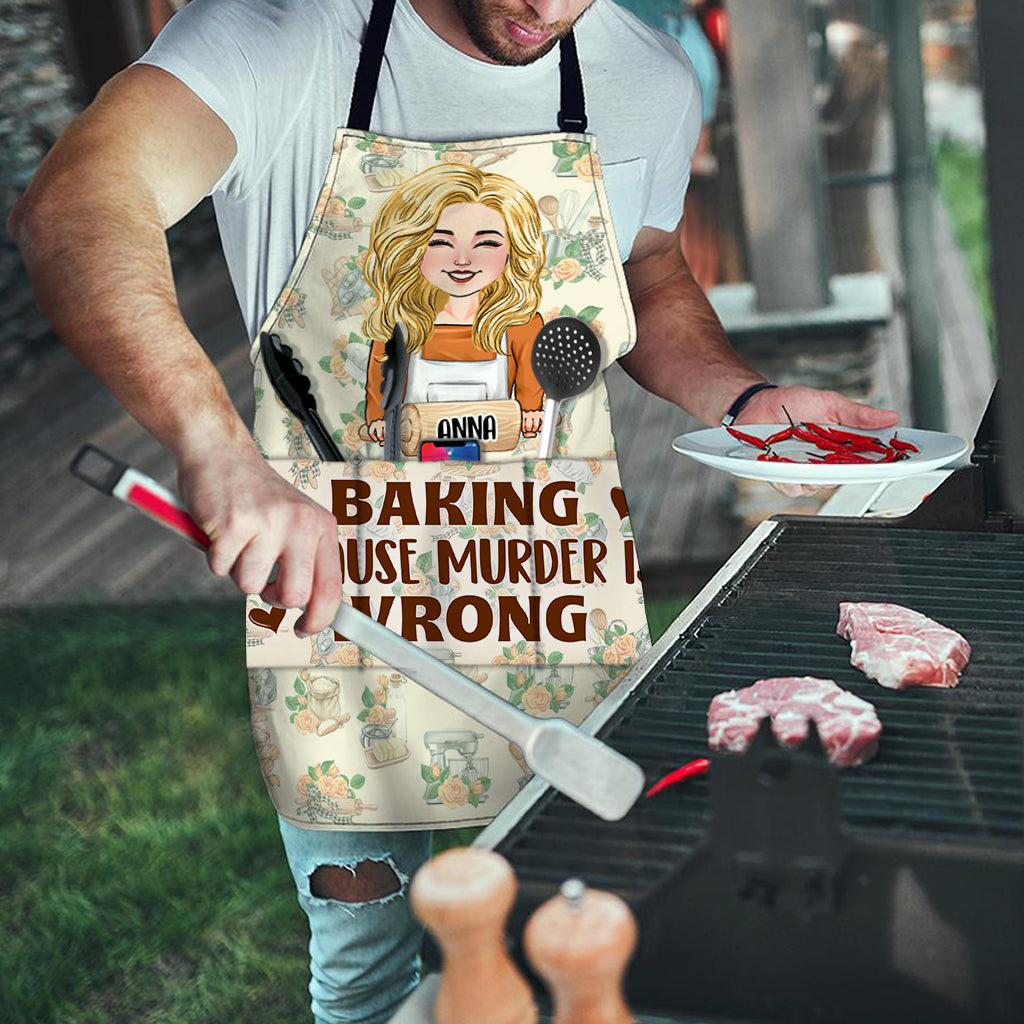 Baking Because Murder Is Wrong - Personalized Baking Apron