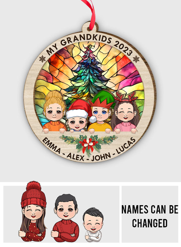 My Grandkids - Gift for grandma - Personalized 2 Layered Piece Ornament