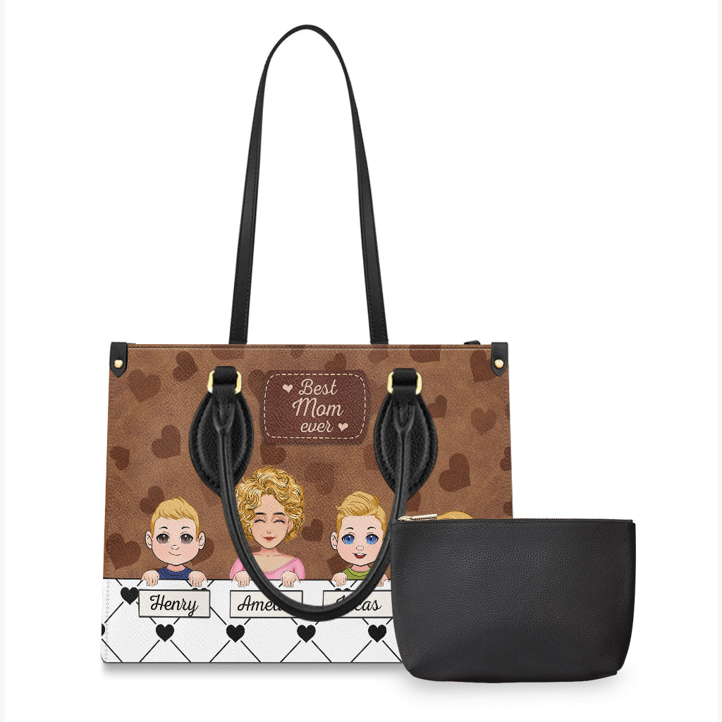 Best Grandma Ever - Gift for grandma, mom, aunt - Personalized Leather Handbag