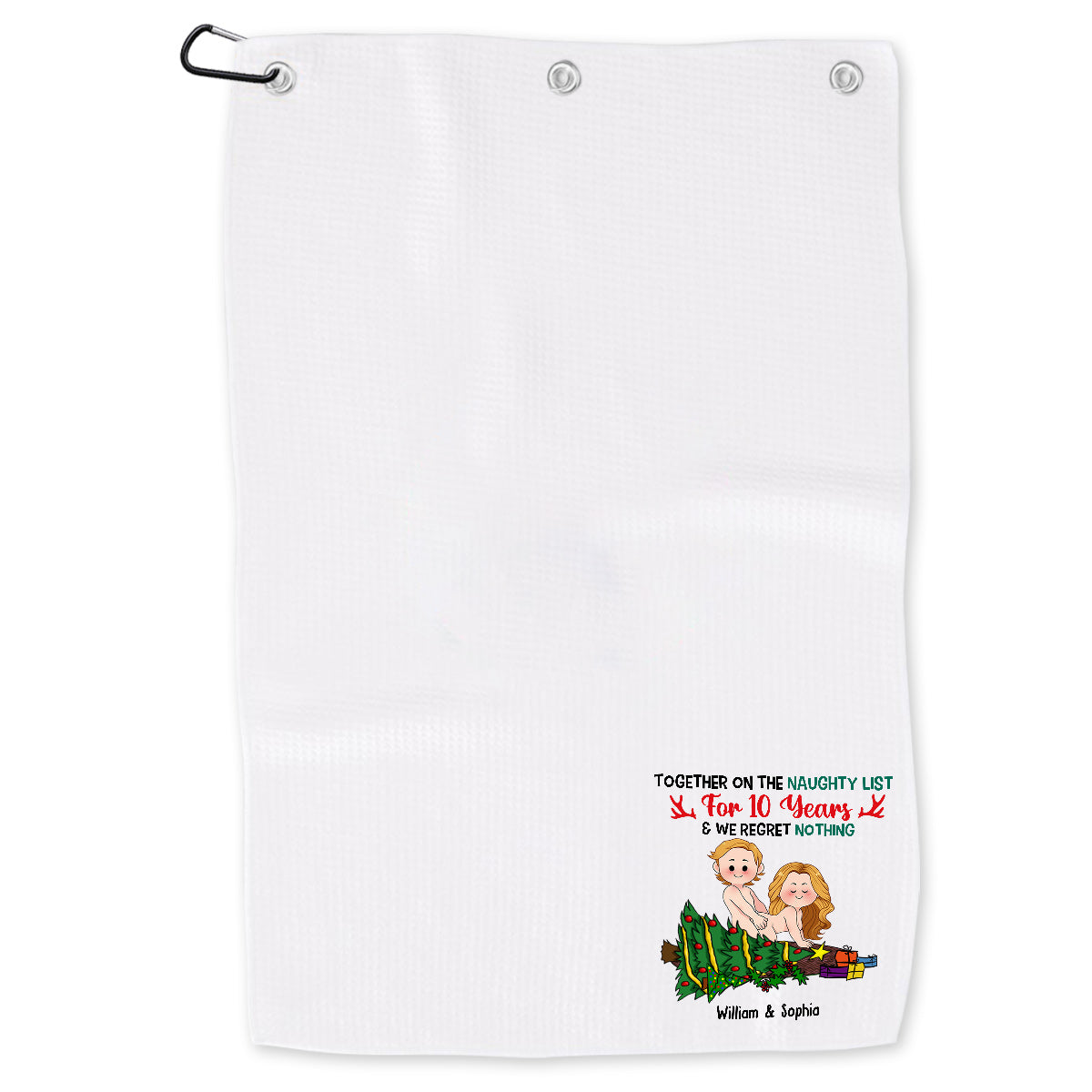 Together On The Naughty List - Personalized Couple Towel