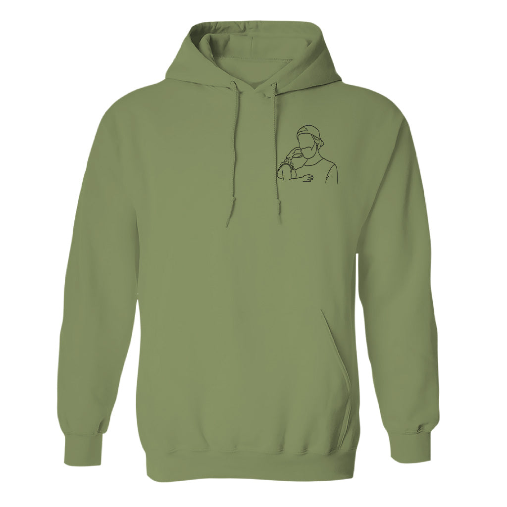 Custom Line Art - Personalized Father Embroidered Hoodie