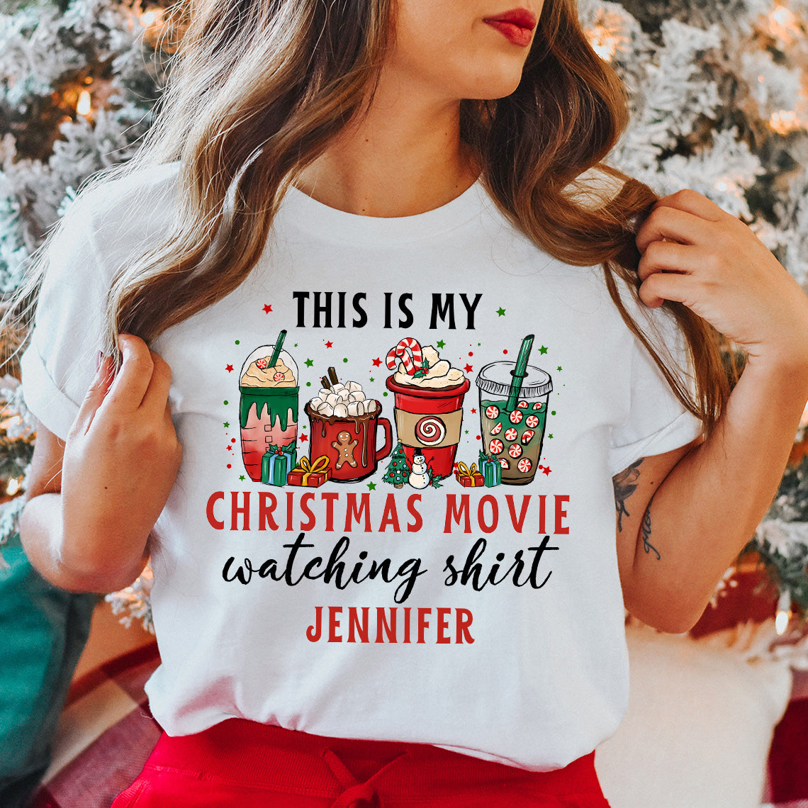 This Is My Xmas Movie Watching Shirt - Personalized Christmas T-shirt And Hoodie