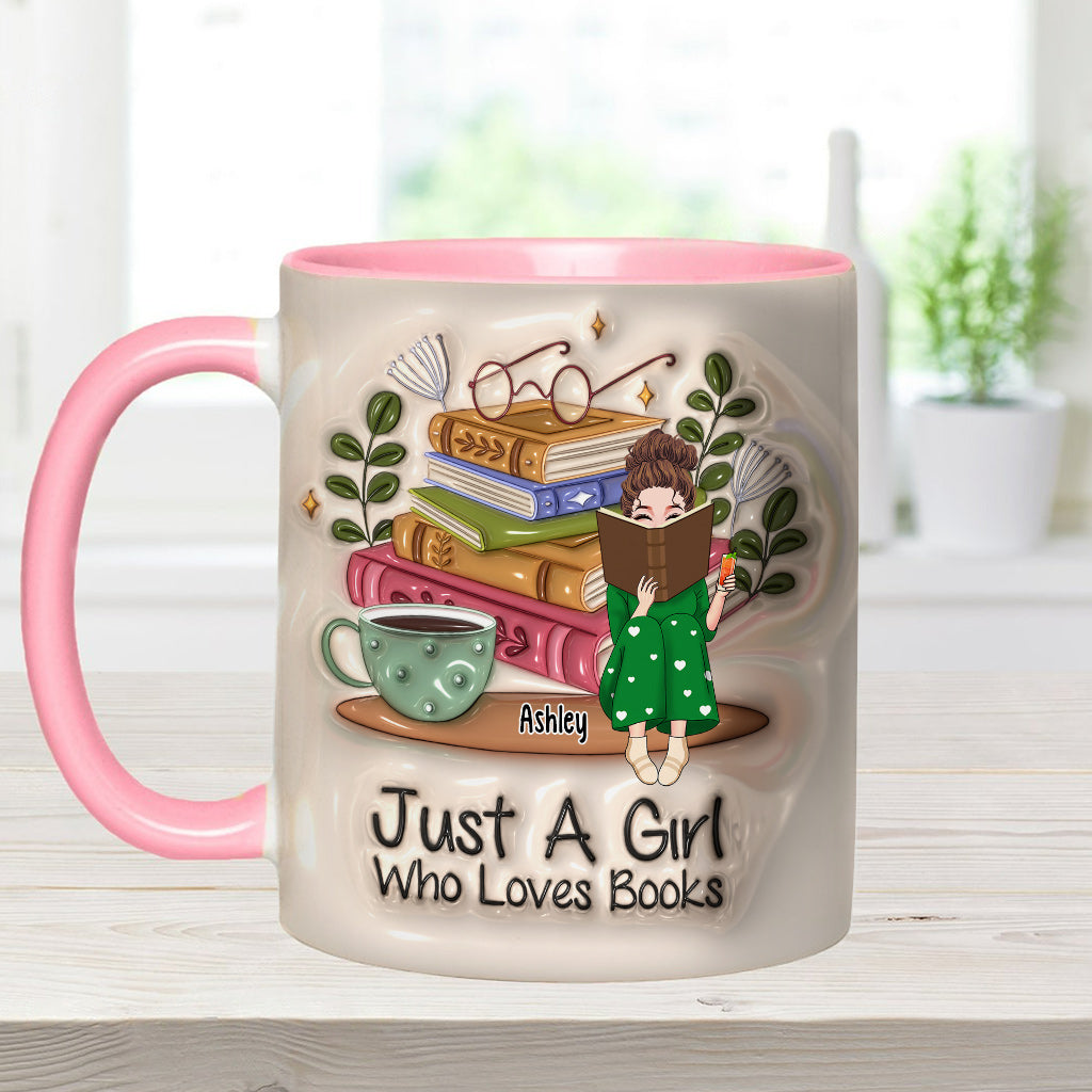 Just A Girl Who Loves Books - Personalized Book Accent Mug