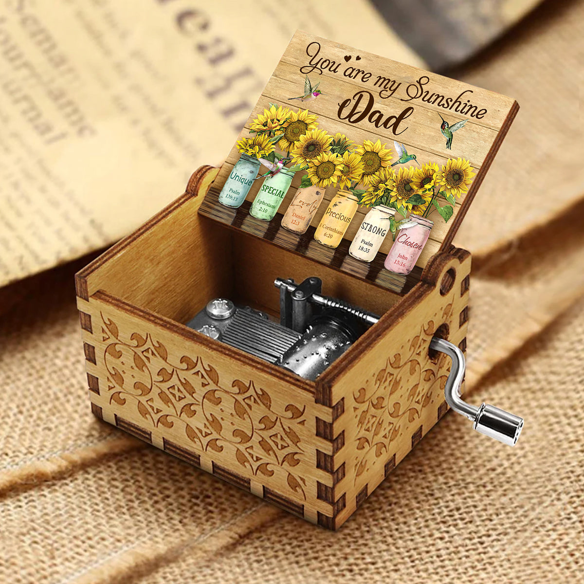 You Are My Sunshine - Gift for mom, grandma, granddaughter, friend, sister - Personalized Hand Crank Music Box