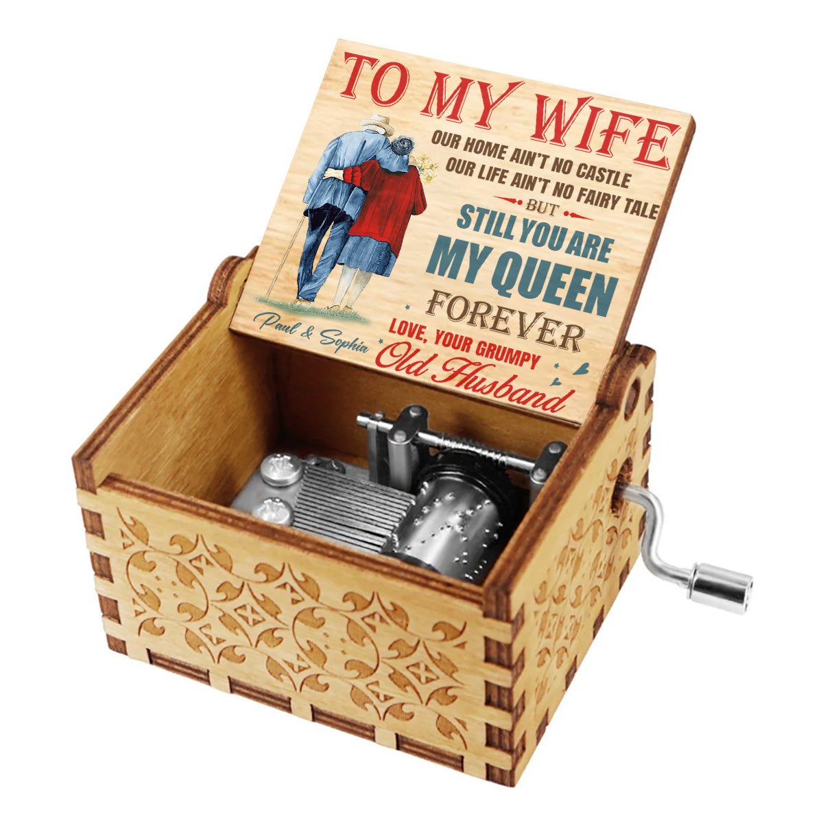 You Are My Queen Forever - Personalized Couple Hand Crank Music Box
