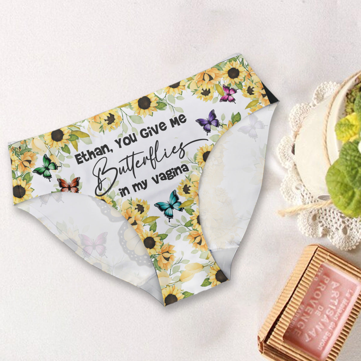 You Give Me Butterflies In My Vagina - Personalized Couple Women Briefs