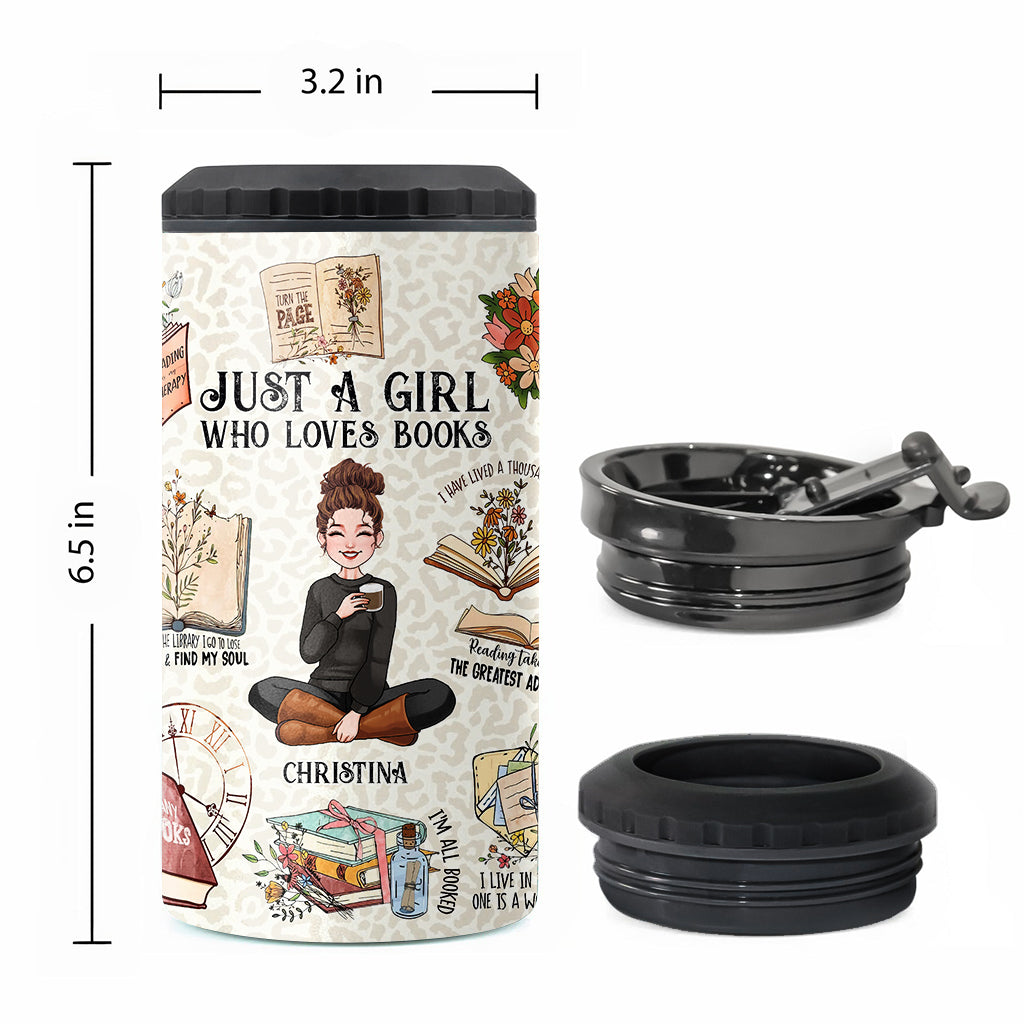 Just A Girl Who Loves Books - Personalized Book Can Cooler