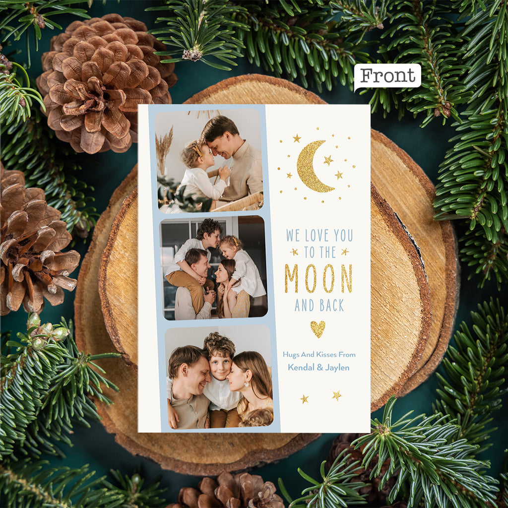 We Love You To The Moon And Back - Personalized QR Greeting Card