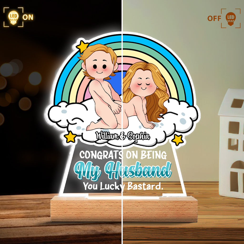 Congrats On Being My Husband - gift for husband, wife - Personalized Shaped Plaque Light Base