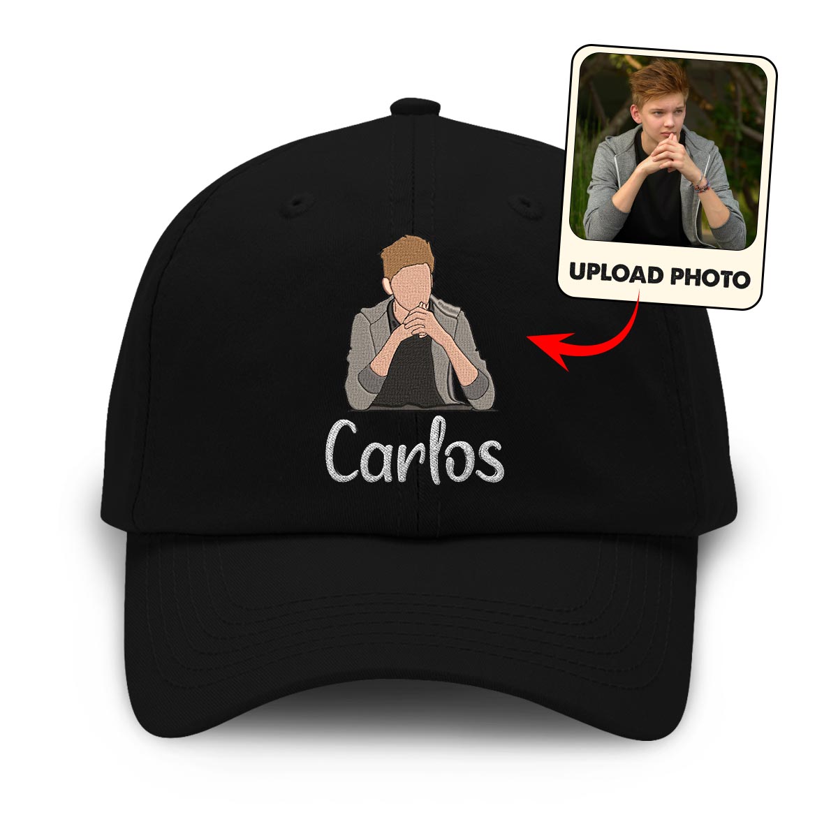 Individuelles 2D-Foto – Personalisierte, bestickte klassische Onkel-Kappe