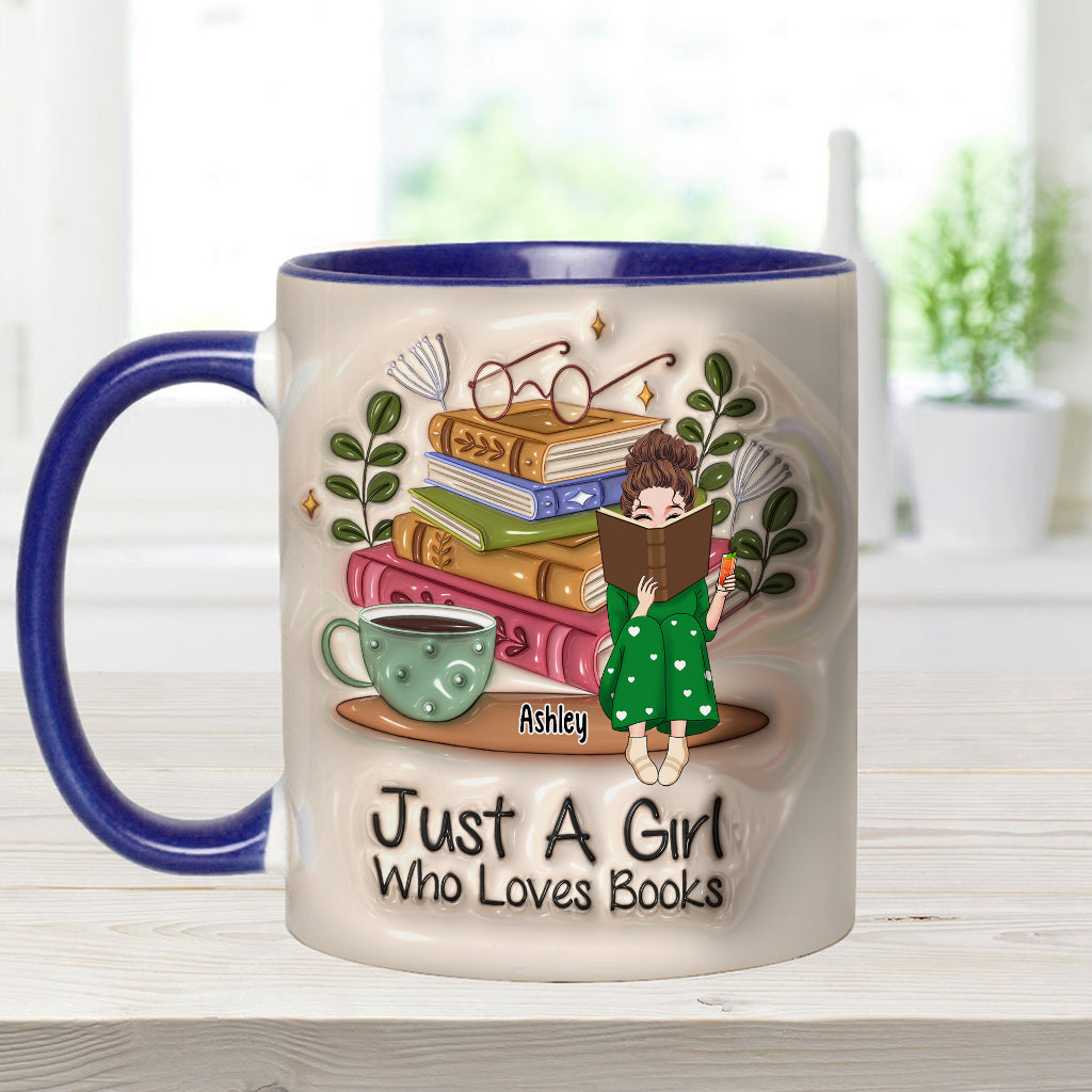Just A Girl Who Loves Books - Personalized Book Accent Mug