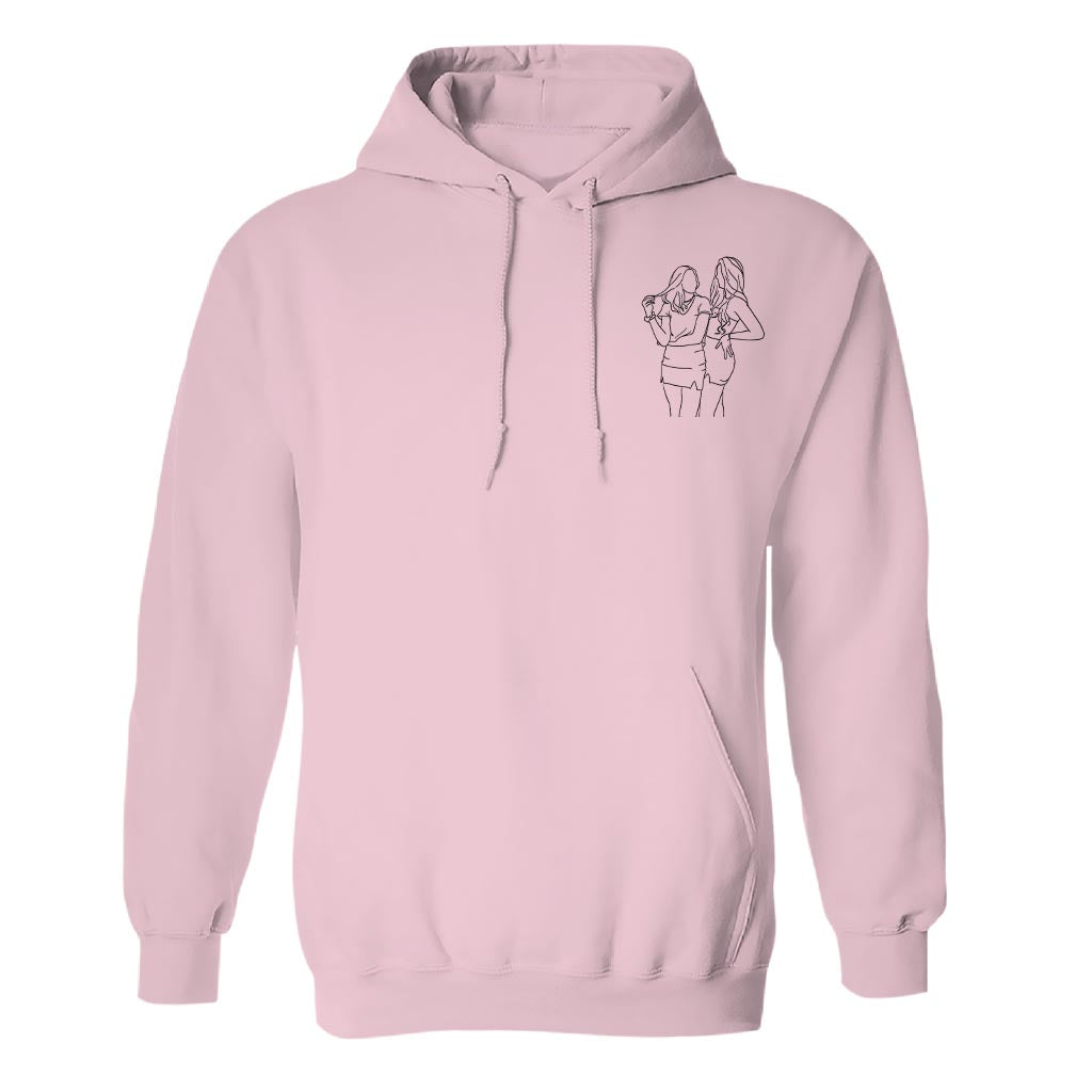 Sweat à capuche brodé personnalisé pour fille - Illustration au trait