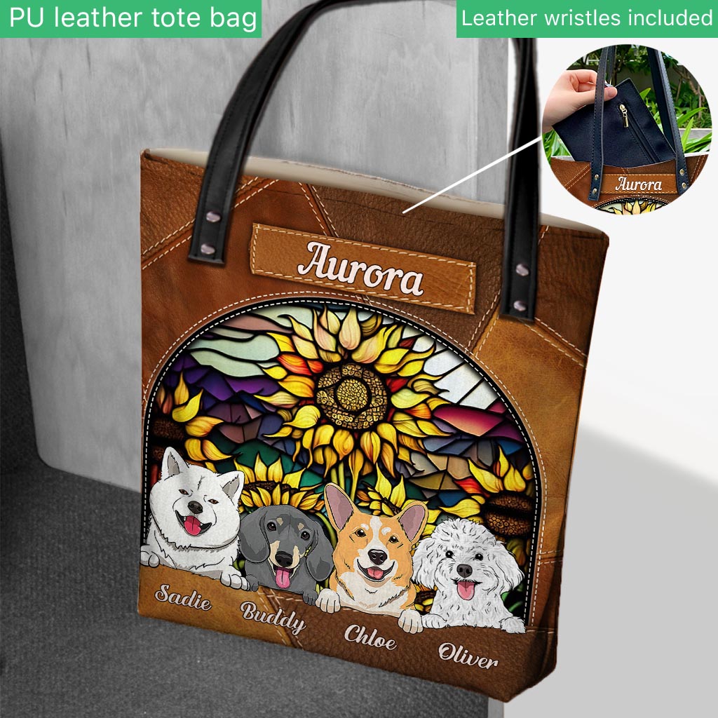 You Are My Sunshine Sunflower Stained Glass - Personalized Dog Tote Bag