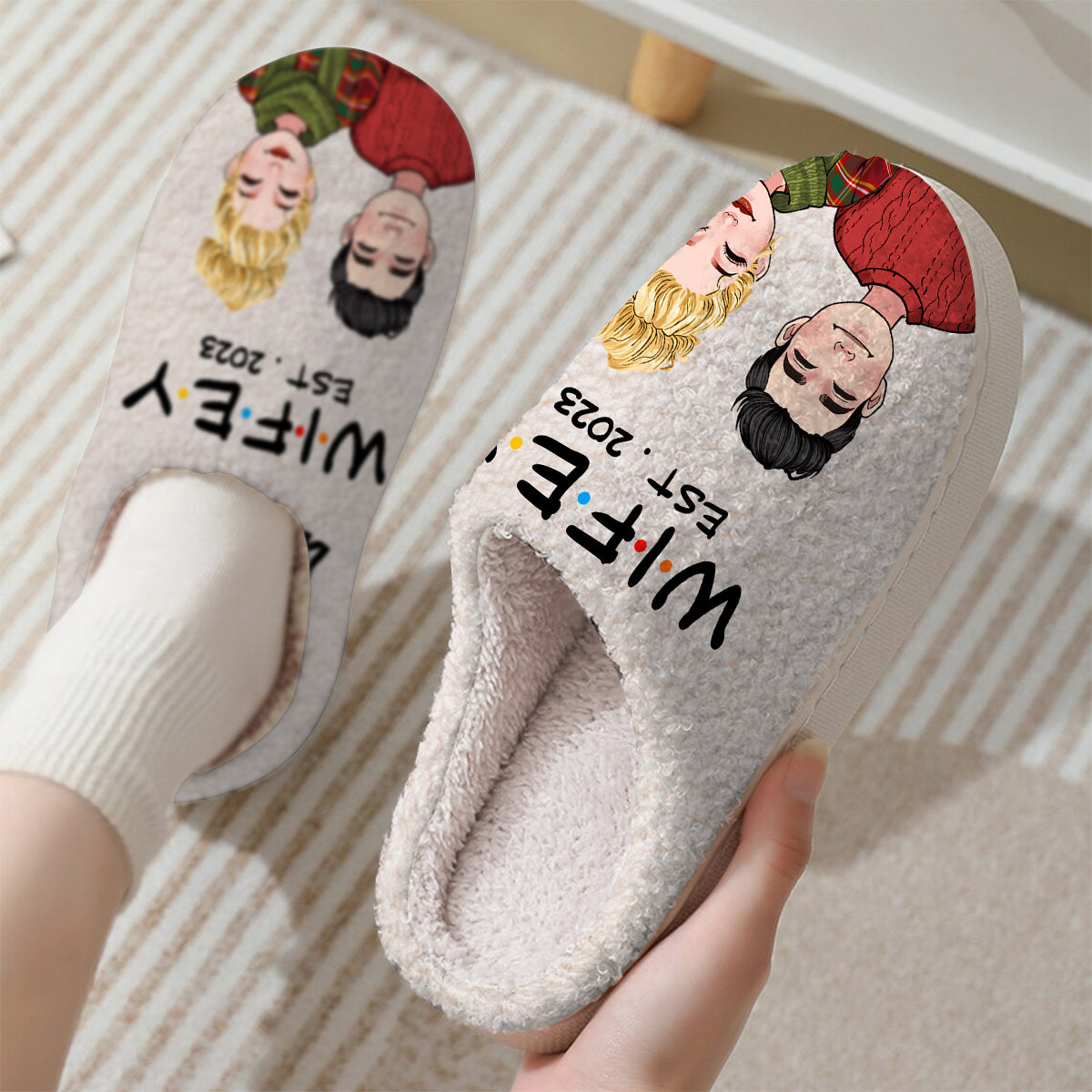 Hubby Wifey Since - gift for wife, husband - Personalized Slippers