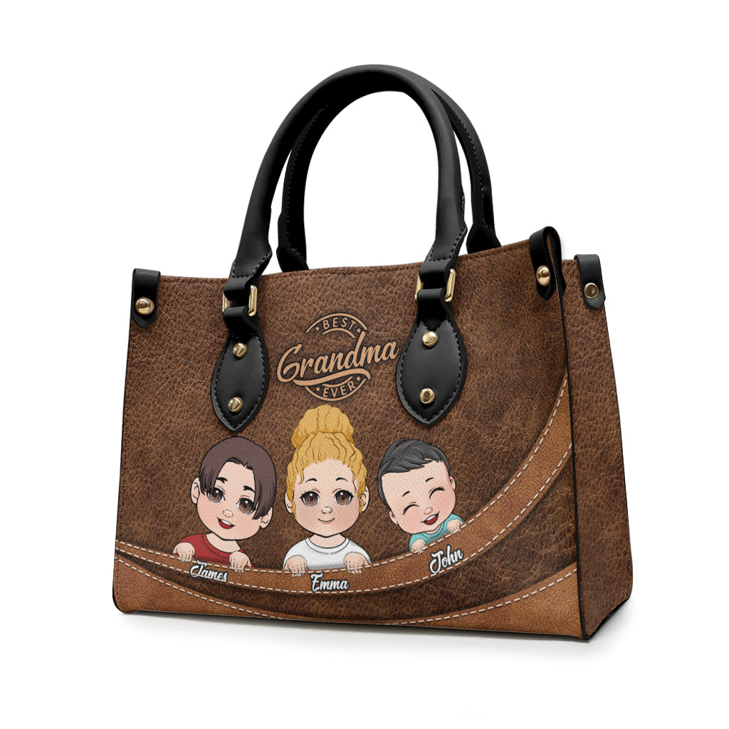 Best Grandma Ever - Personalized Grandma Leather Handbag