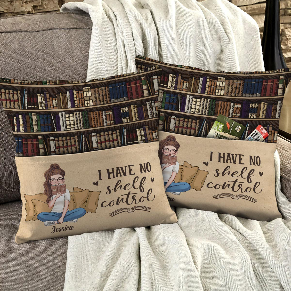 I Have No Shelf Control - Personalized Book Pocket Pillow