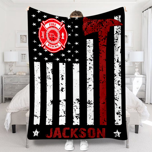 Stolzer Feuerwehrmann – Geschenk für Feuerwehrleute, Väter, Ehemänner, Söhne – Personalisierte Decke