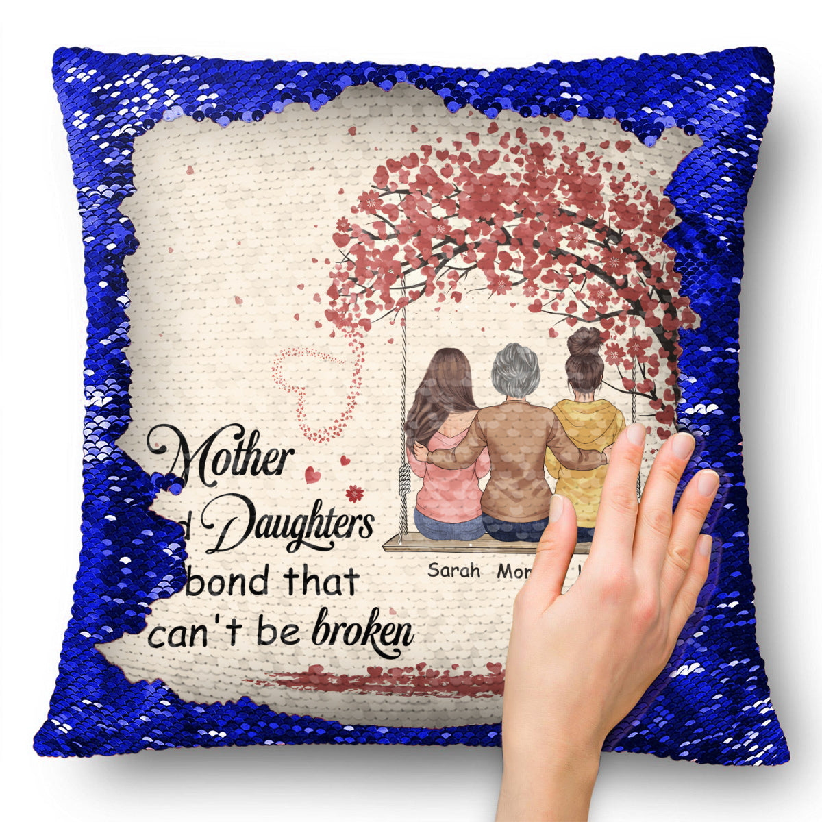 Mother And Daughter Son Children A Bond Can't Be Broken - Gift for mom - Personalized Sequin Pillow Cover