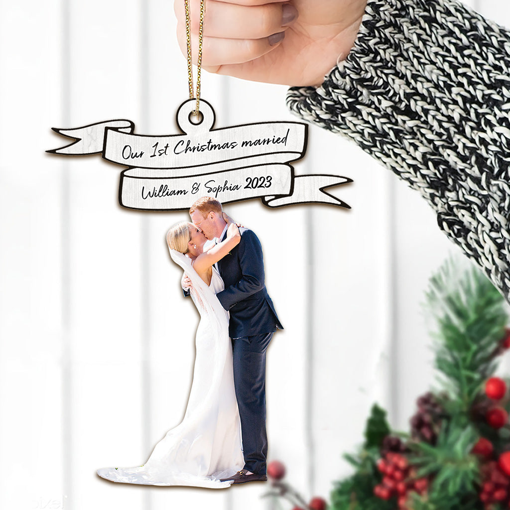 Our First Christmas Married - Personalized Husband And Wife Ornament