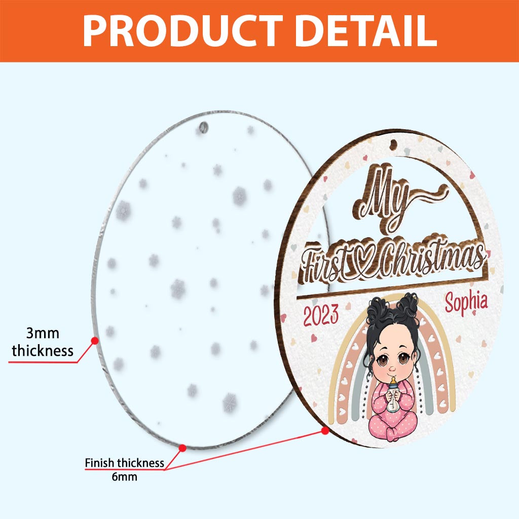 Erstes Weihnachtsfest für Babys – Personalisierter, zweilagiger Weihnachtsschmuck für Neugeborene