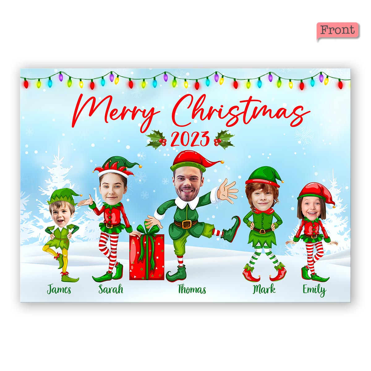 Merry Christmas - Personalized Family Greeting Card