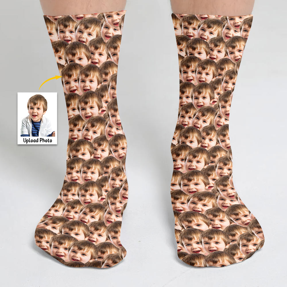 Customizable Printed Face - Personalized grandson Socks