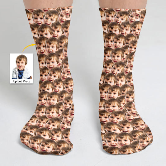 Customizable Printed Face - Personalized grandson Socks