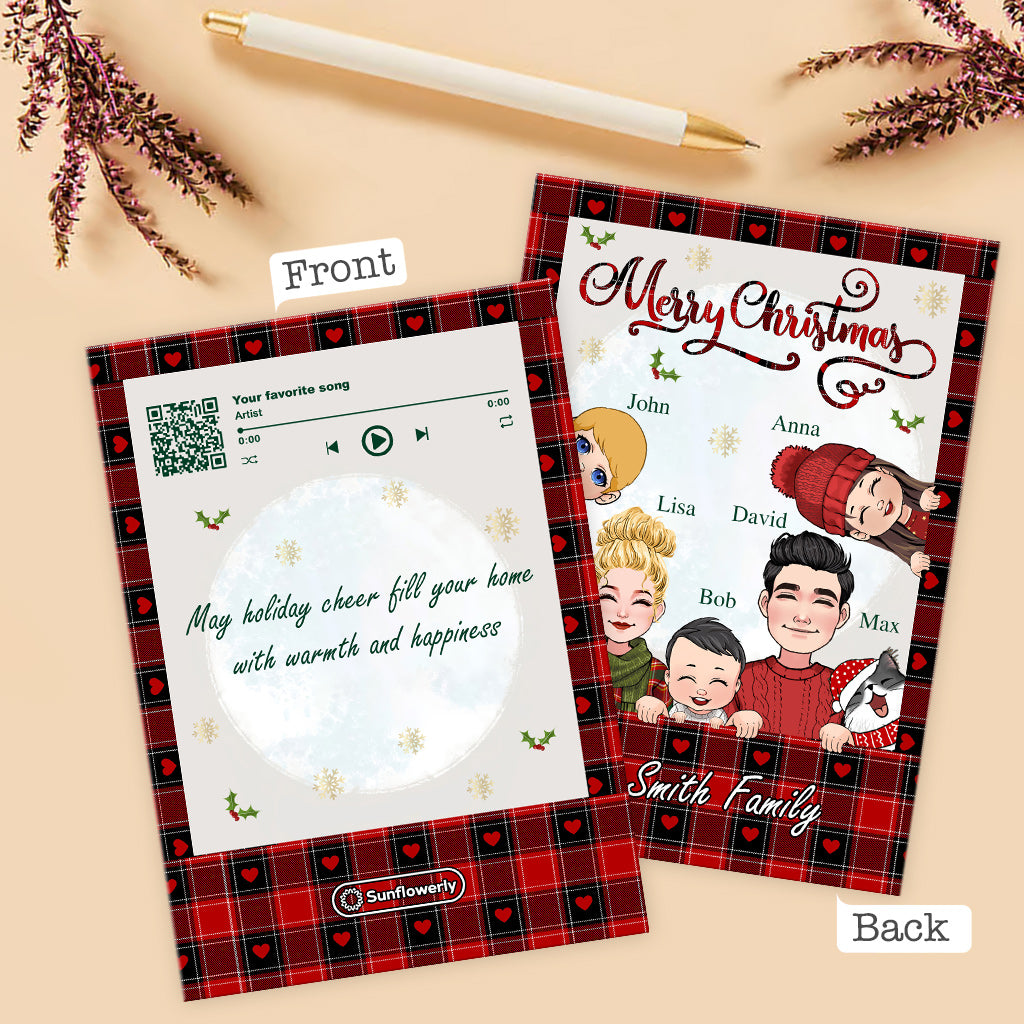 Merry Christmas Snowman - Personalized Family Greeting Card