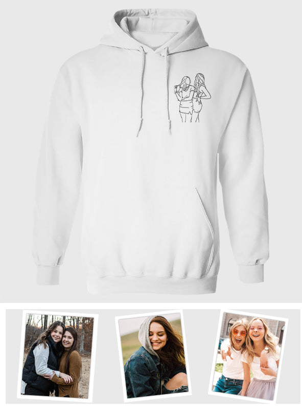 Individuelle Linienzeichnung – Personalisierter, bestickter Hoodie für die Enkelin