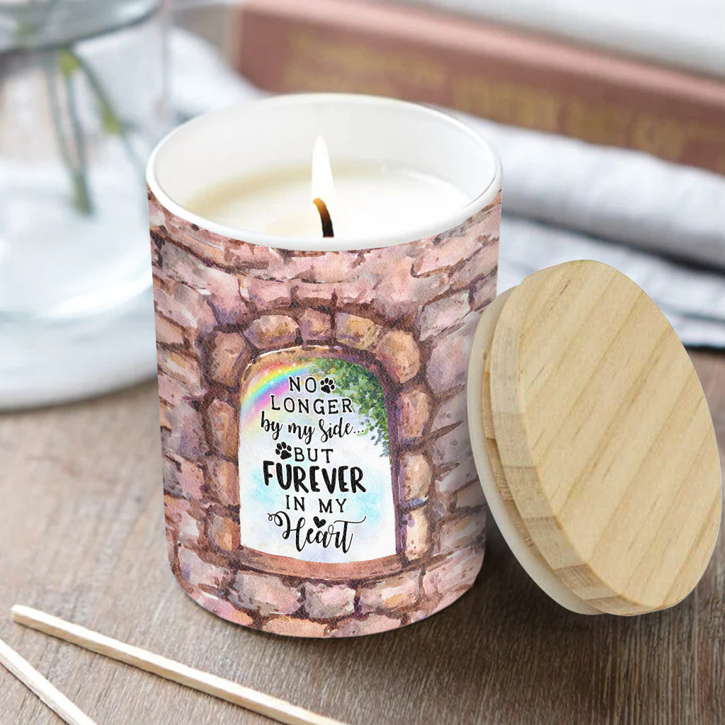 No Longer By My Side - Personalized Dog Candle With Wooden Lid