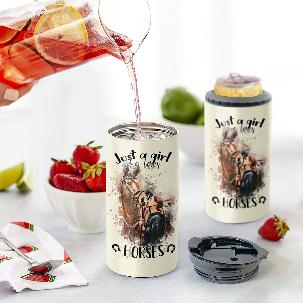Just A Girl Who Loves Horses - Personalized Horse Can Cooler