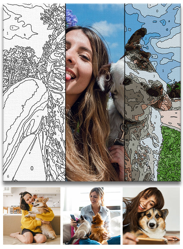 Benutzerdefiniertes Foto – Personalisiertes Malen-nach-Zahlen-Set mit Hund