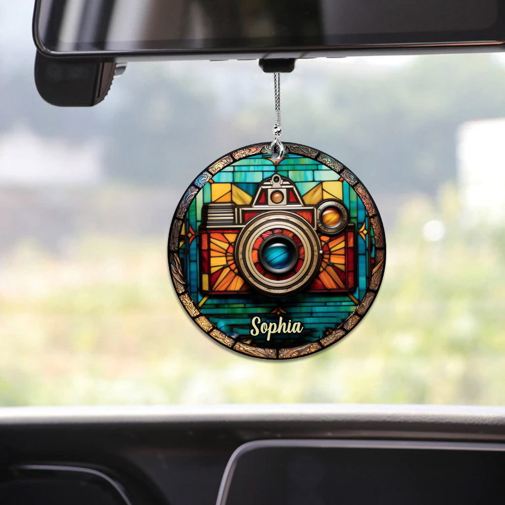 Une fille passionnée de photographie - Ornement de voiture personnalisé avec photo