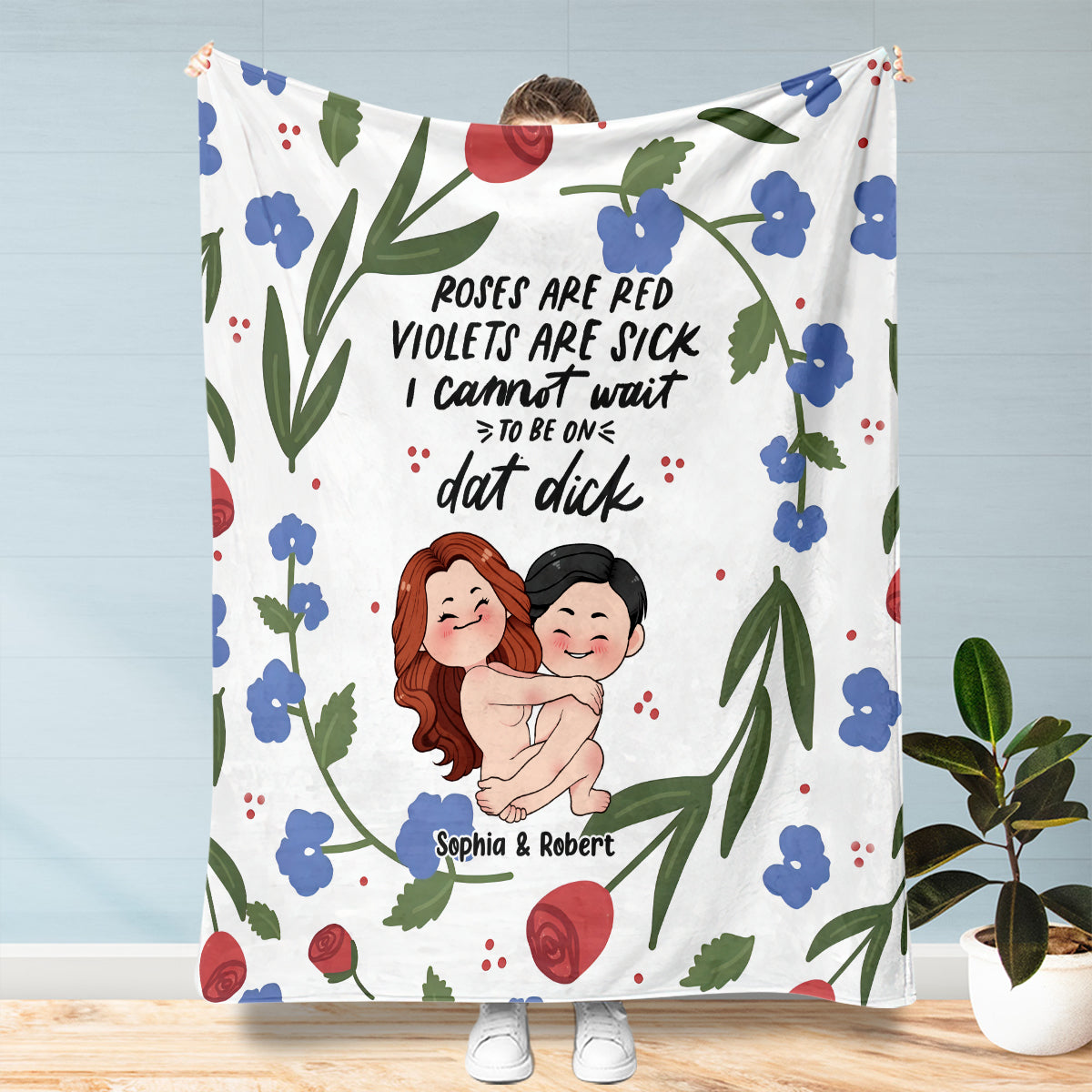 Rose Are Red Violet Are Sick - Personalized Couple Blanket