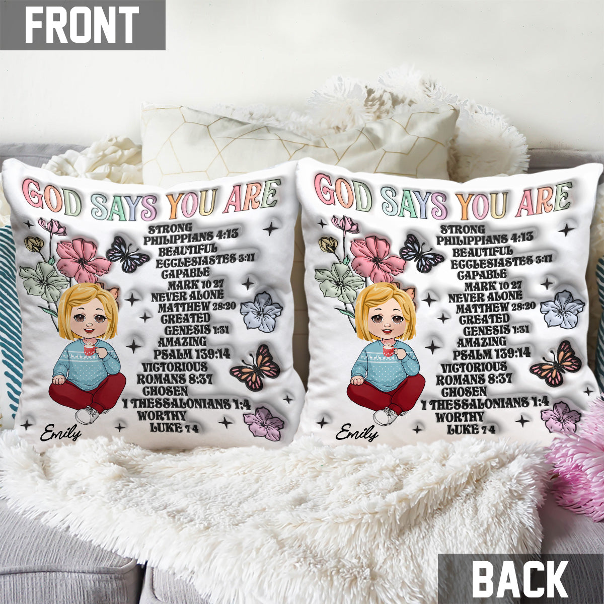 God Says You Are - Personalized Kid Throw Pillow