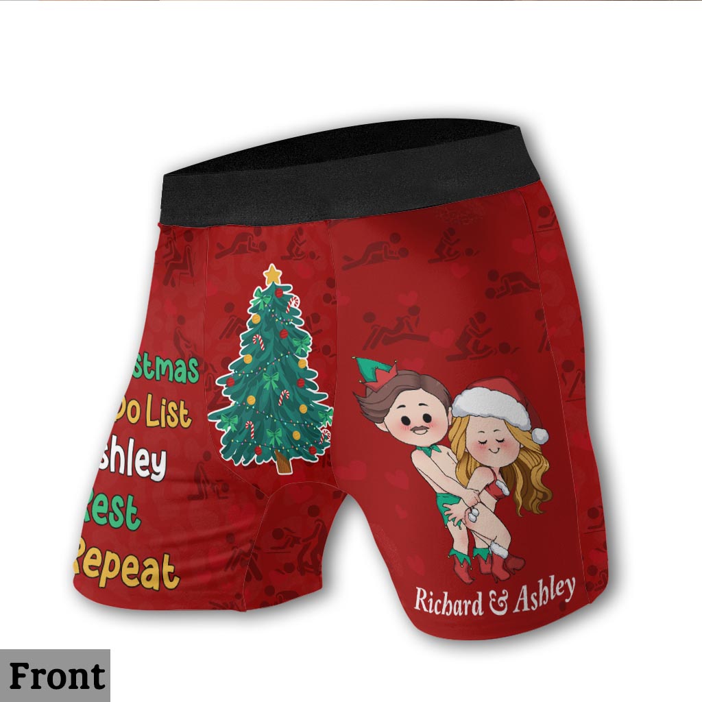Christmas's To-Do List - Personalized Couple Men Boxer Briefs