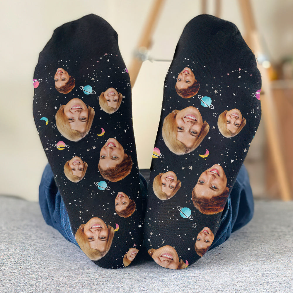 Custom Face Galaxy - Personalized Bestie Socks