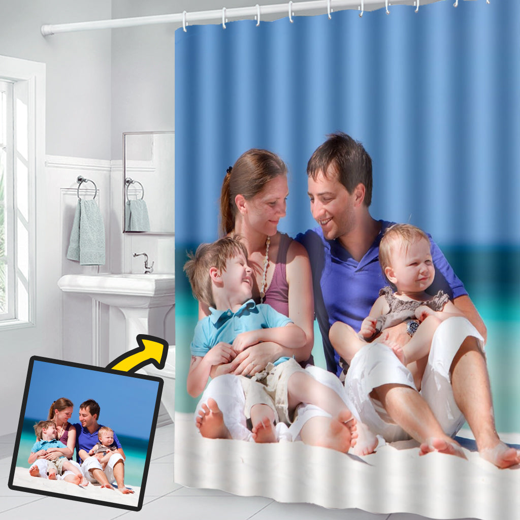 Rideau de douche personnalisé avec photo de famille
