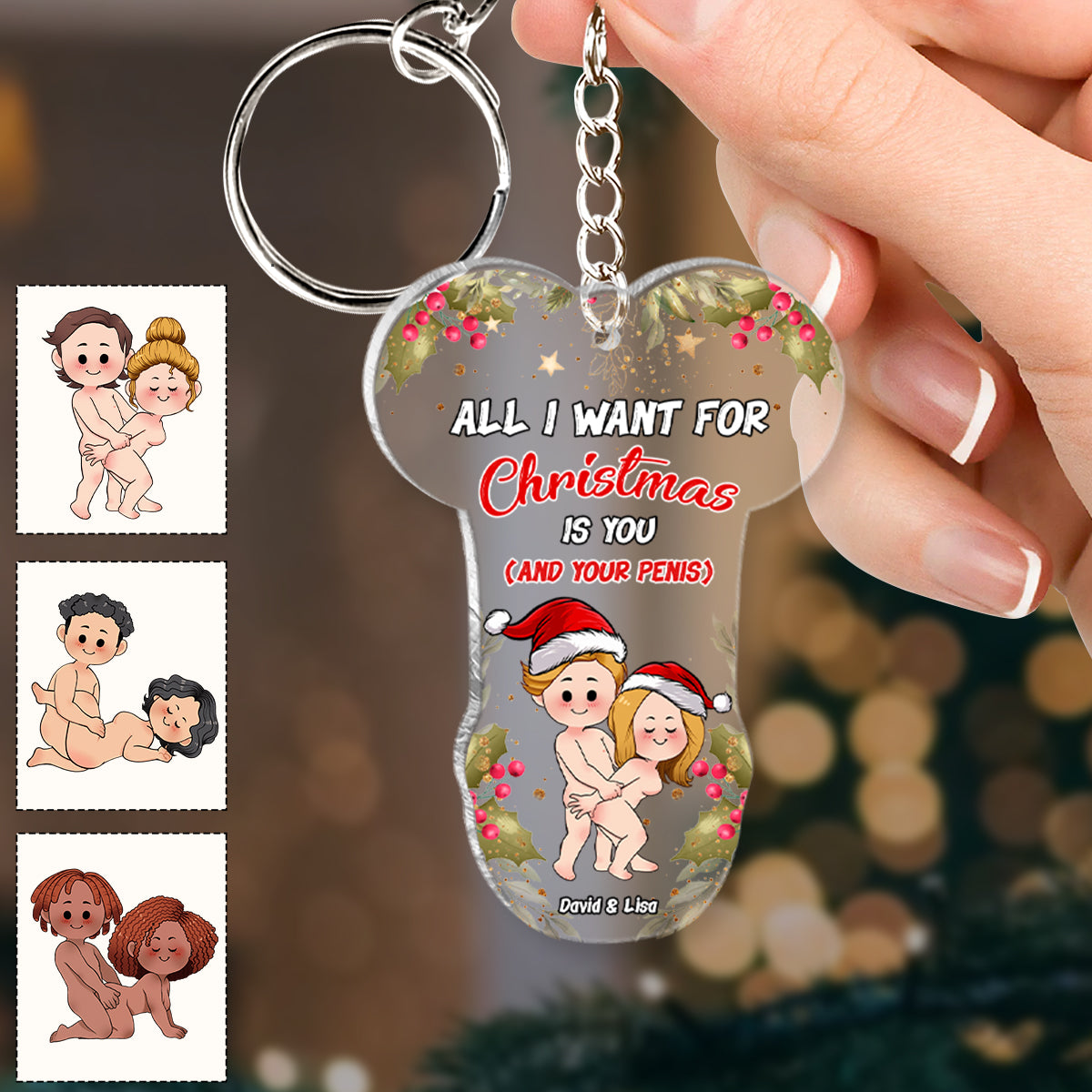 All I Want For Christmas - Personalized Couple Keychain