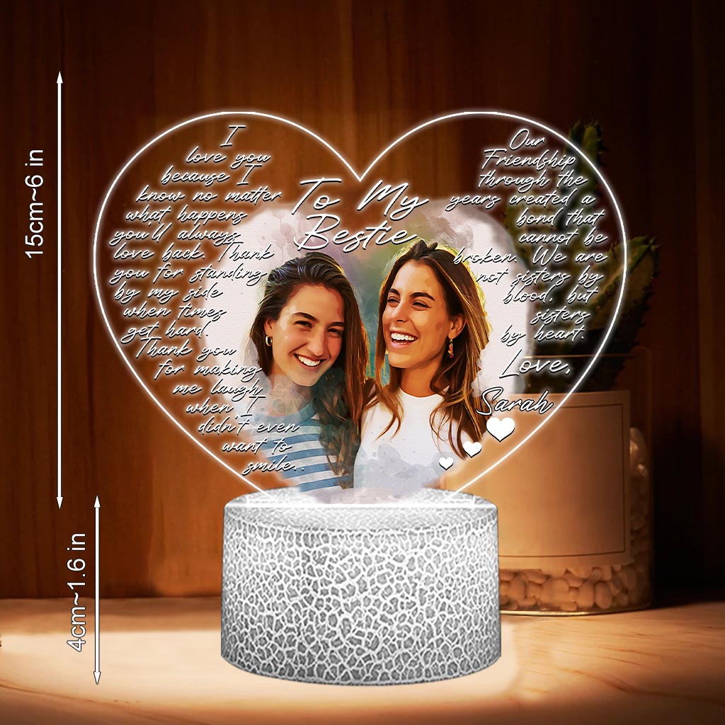 Für meine beste Freundin – Personalisierte, beste-Freundin-förmige Plakette mit Lampenfuß
