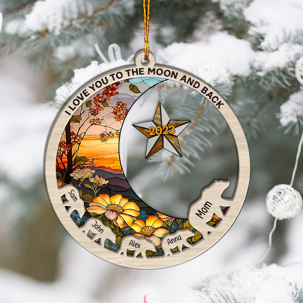 I Love You To The Moon And Back - Gift for mom - Personalized Layers Mix Ornament