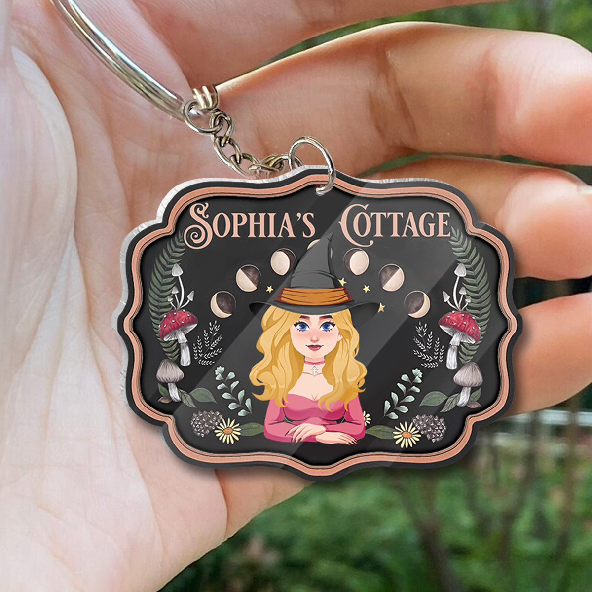 Witch's Cottage - Personalized Witch Keychain