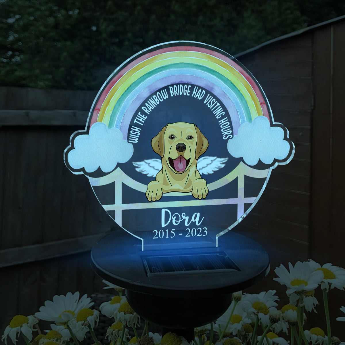 Pont Arc-en-ciel - Lampe solaire personnalisée pour jardin pour chien
