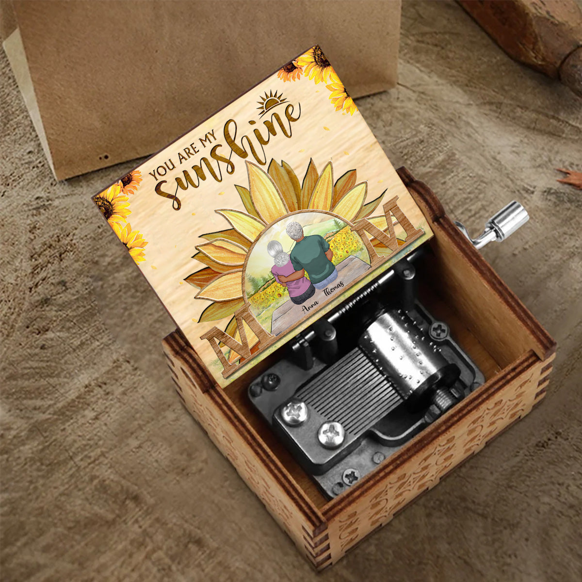 You Are My Sunshine - Personalized Mother Hand Crank Music Box