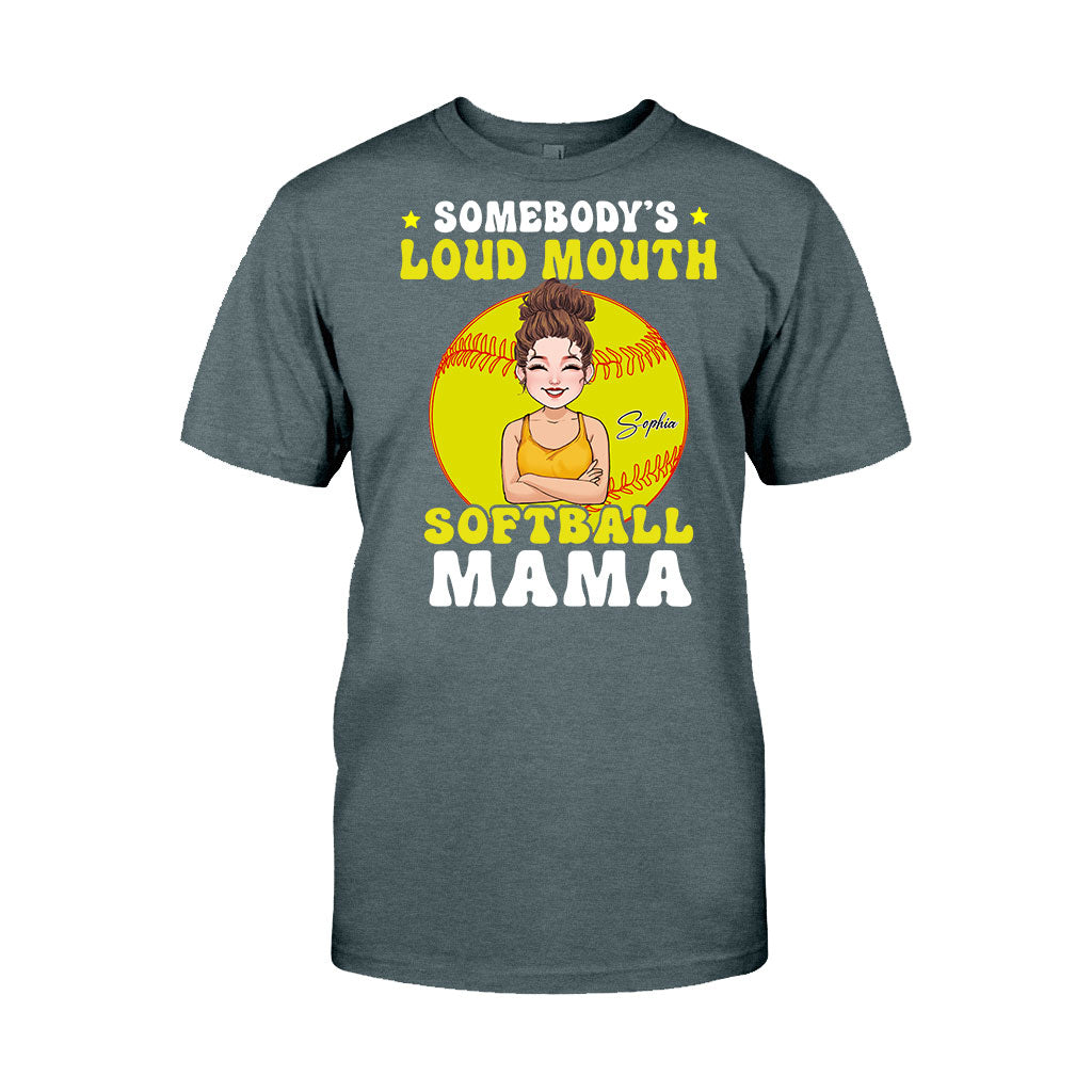 Loud Mouth Softball Mama - Personalized Softball T-shirt And Hoodie
